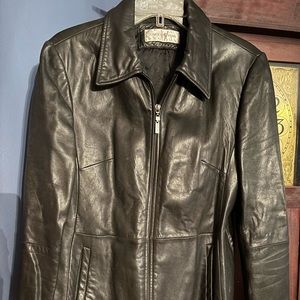 Jones New York women’s black leather coat